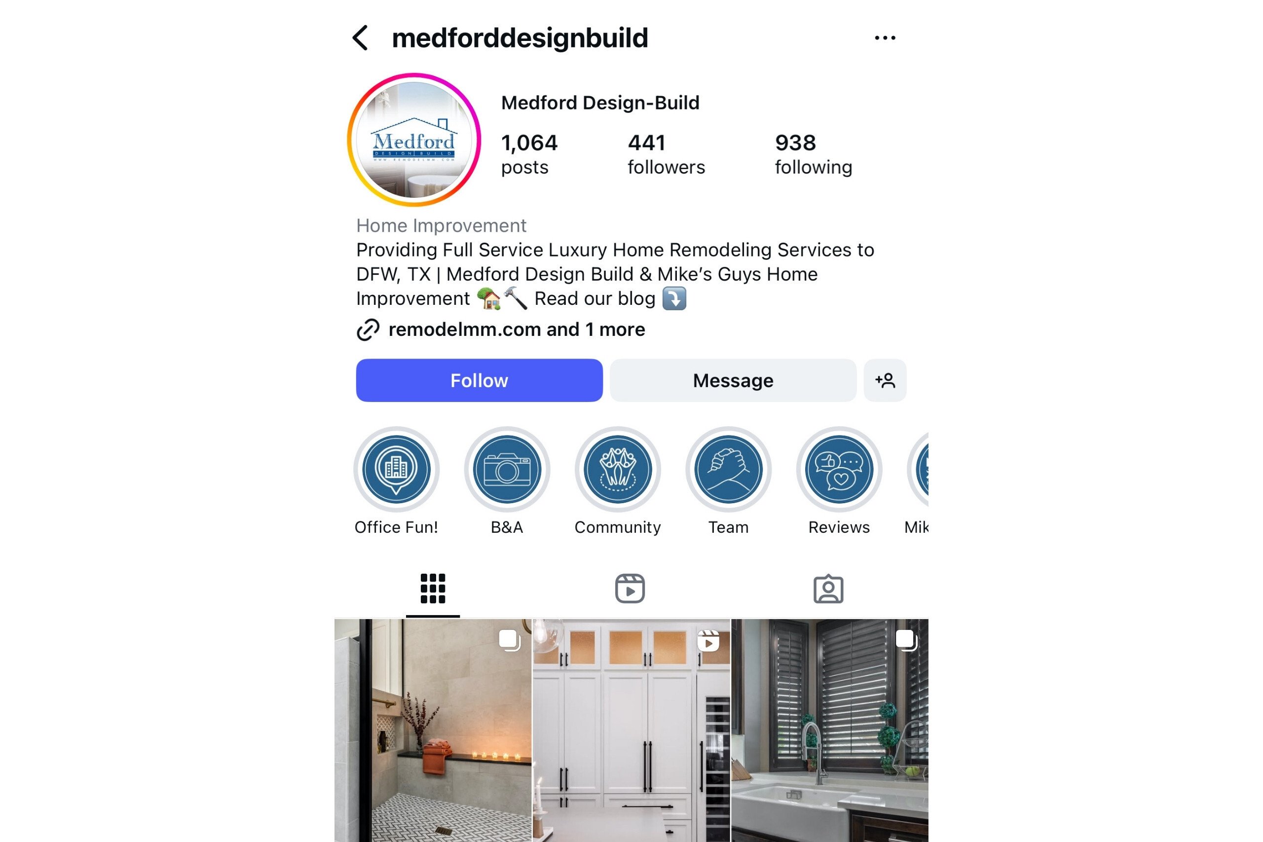 Medford Design-Build Instagram Account
