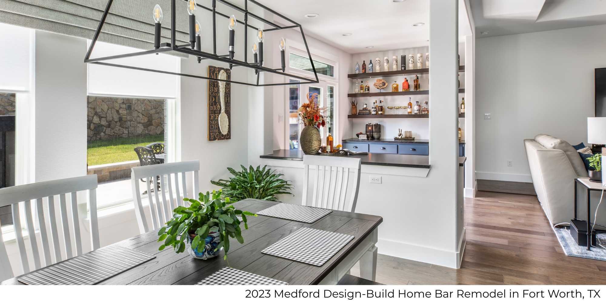 Home bar remodel with built in cabinetry in Fort Worth, TX by Medford Design-Build