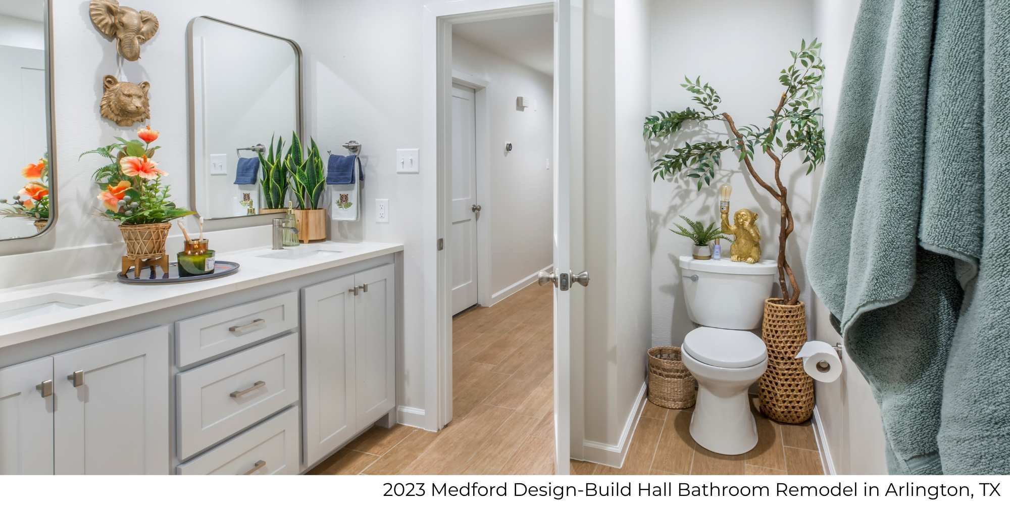 Image of a hall bathroom remodel in Arlington, TX by Medford Design-Build