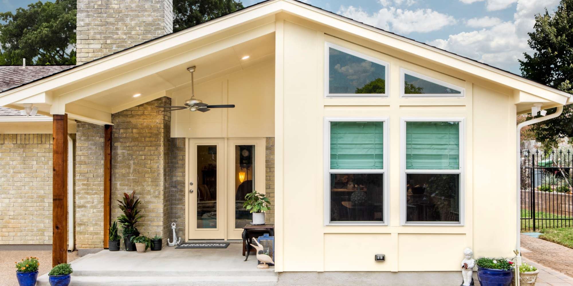 Renovated Tarrant County home with cozy patio and French door entry by Medford Design-Build