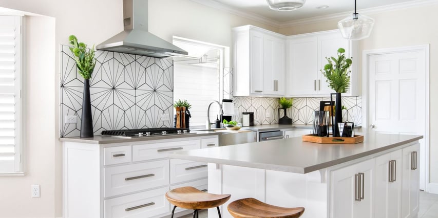 Medford Design-Build kitchen renovation in Arlington, TX featuring white cabinets and modern finishes