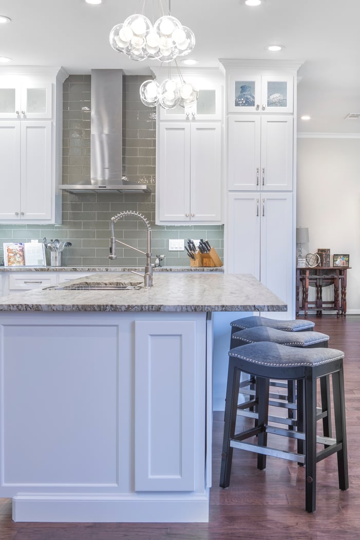 Beautiful kitchen remodel with island seating.