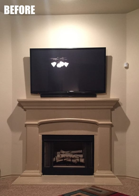 Fireplace BEFORE Transformed with Cultured Stone