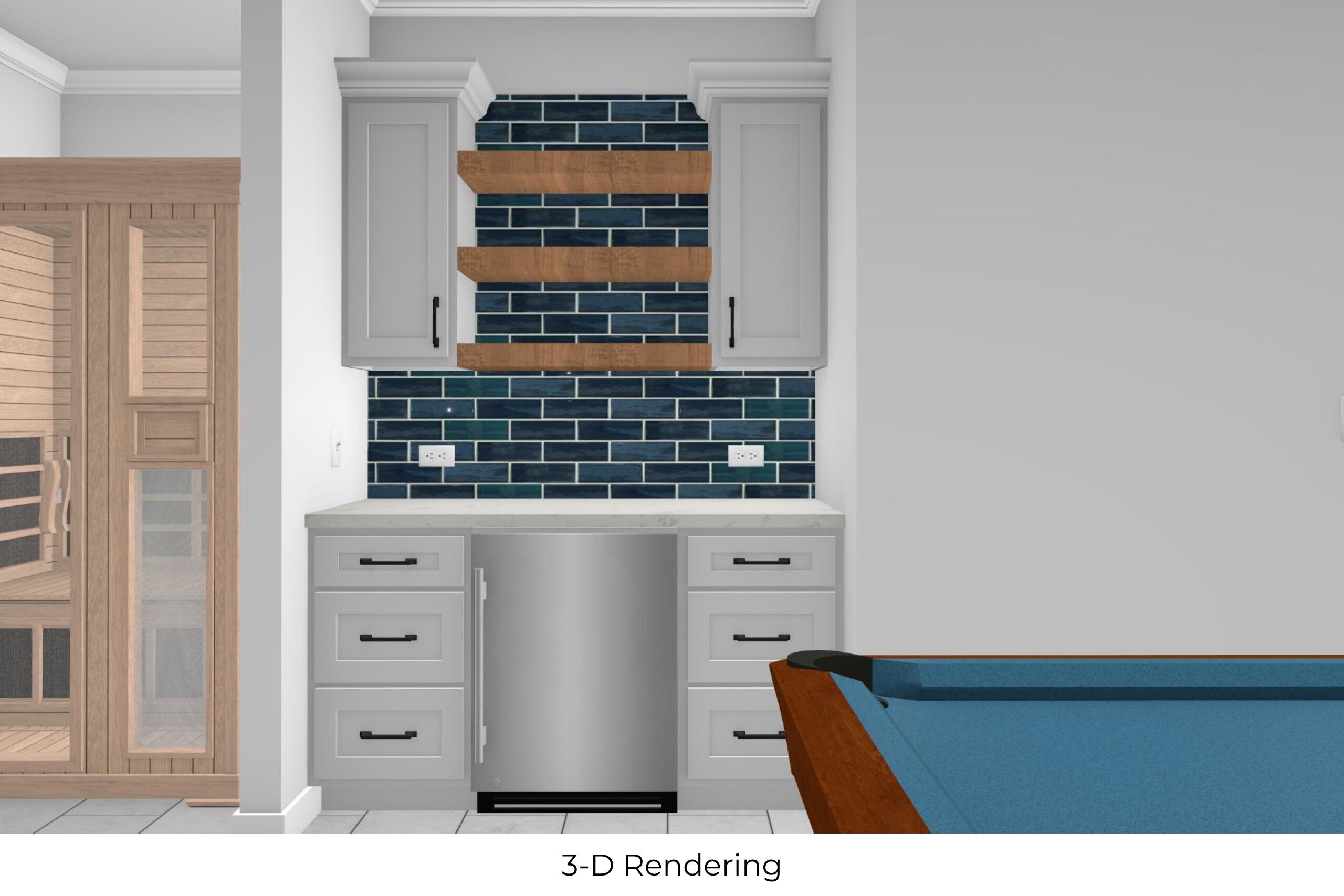 3-D Rendering of game room addition in Arlington, TX