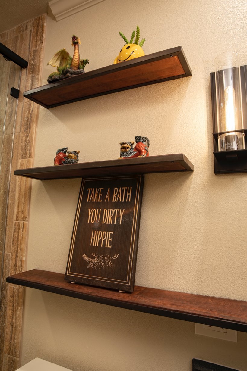 A Nature-Inspired Guest Bathroom Renovation - OPEN SHELVING