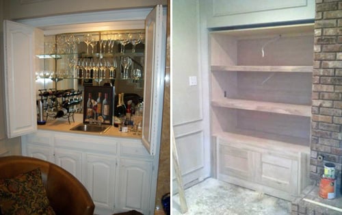 custom display case replaced wet bar