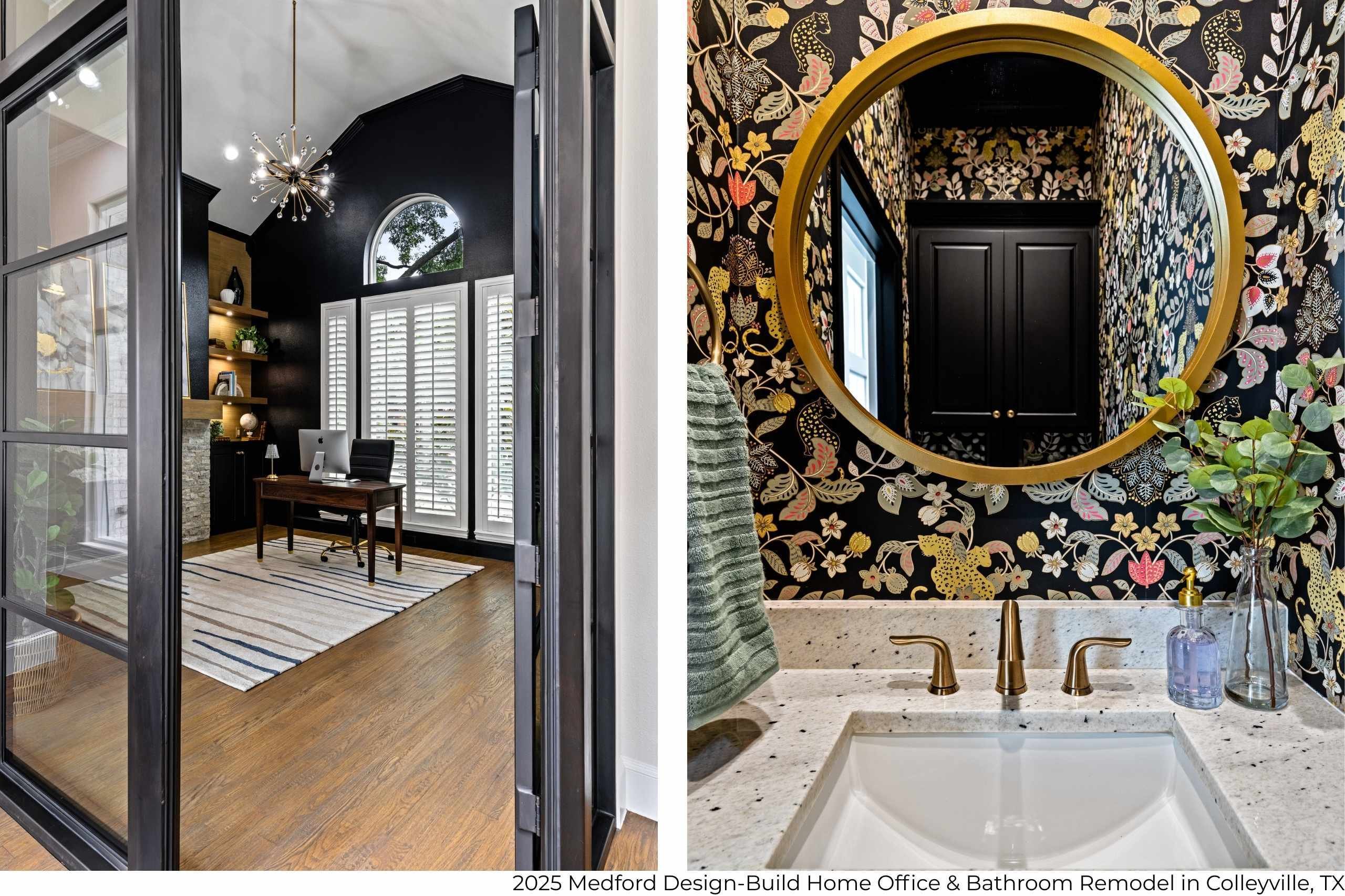 Medford Design-Build home office and powder bathroom remodel in Colleyville, TX