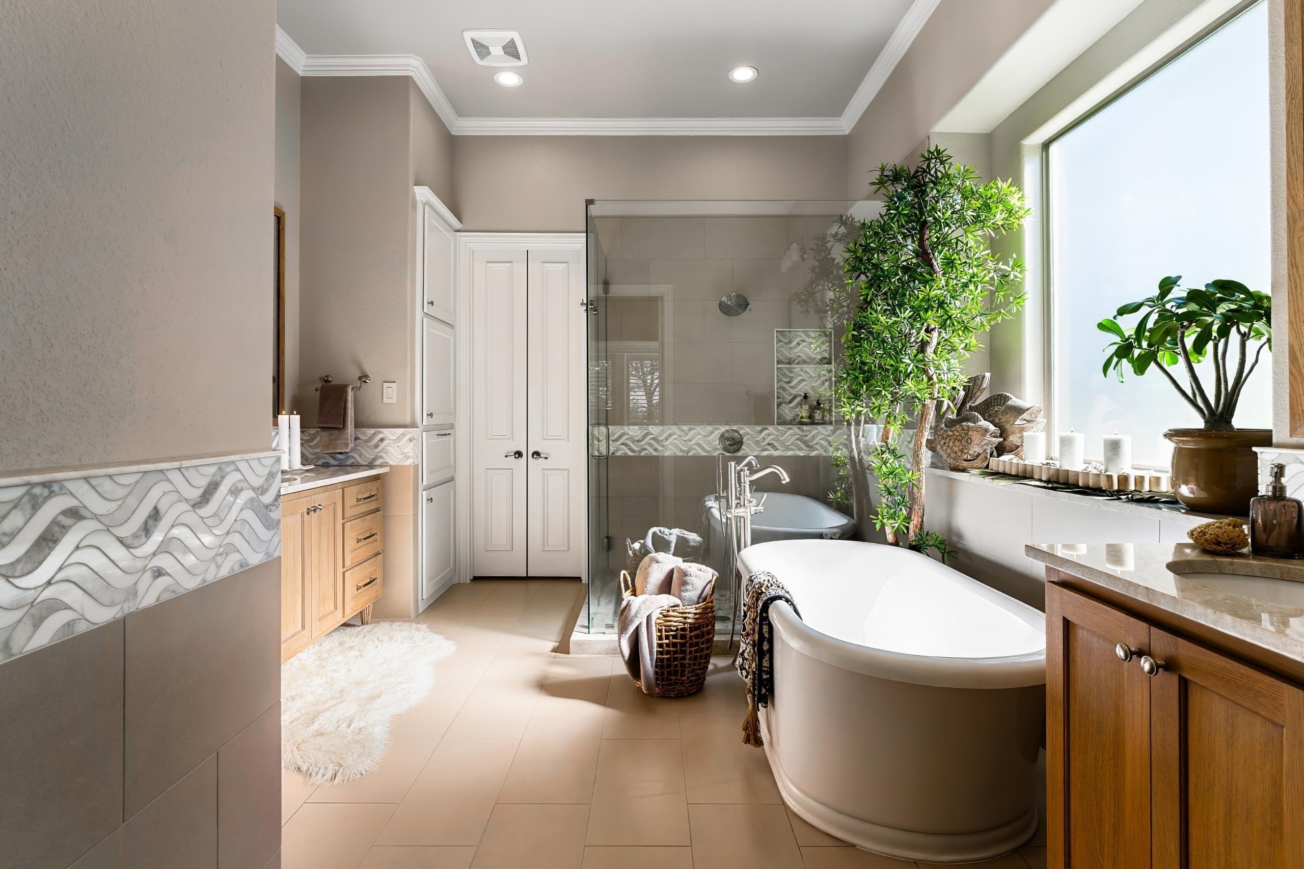 Medford Design-Build bathroom remodel in Colleyville, TX freestanding tub and shower