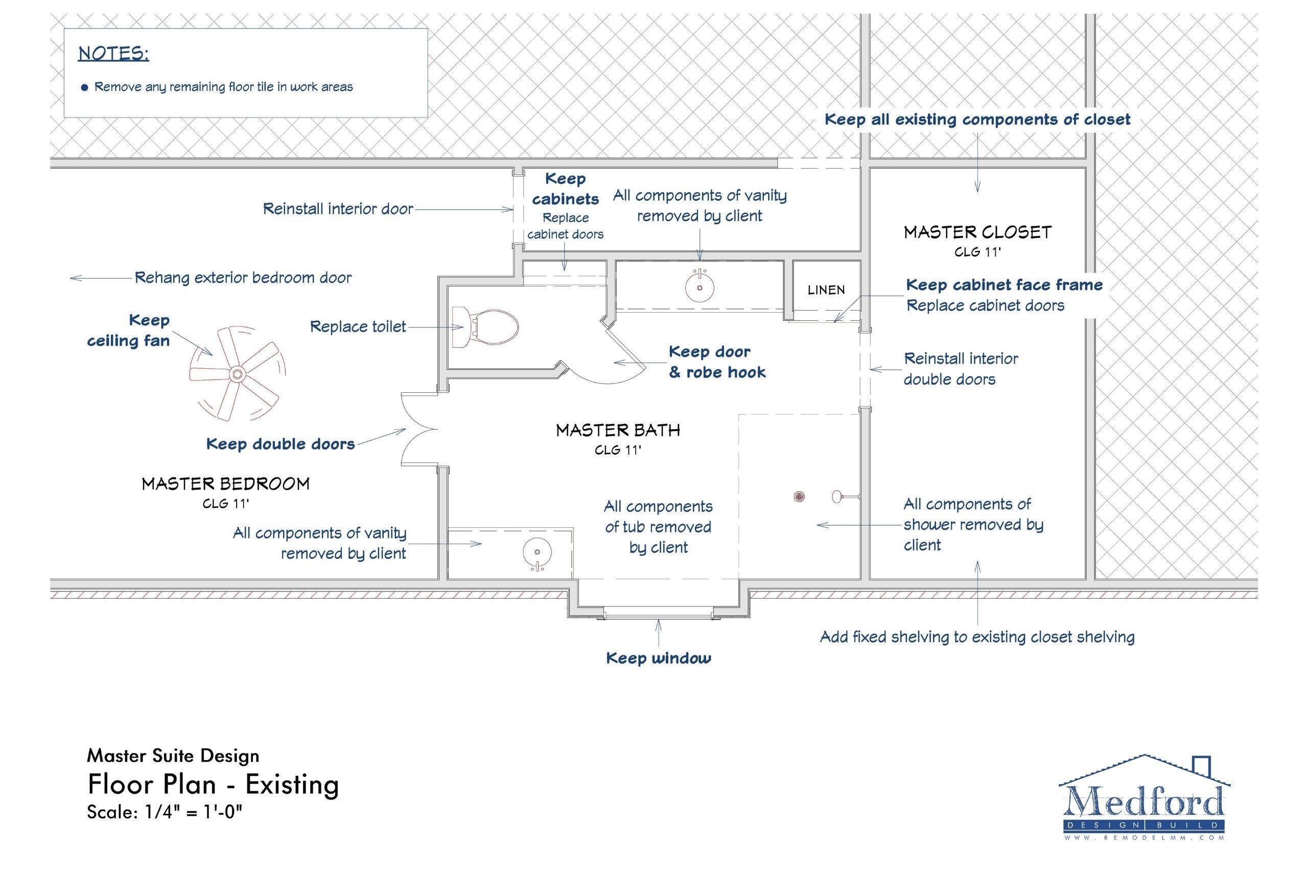 Medford Design-Build Bathroom Remodel existing floor plan 