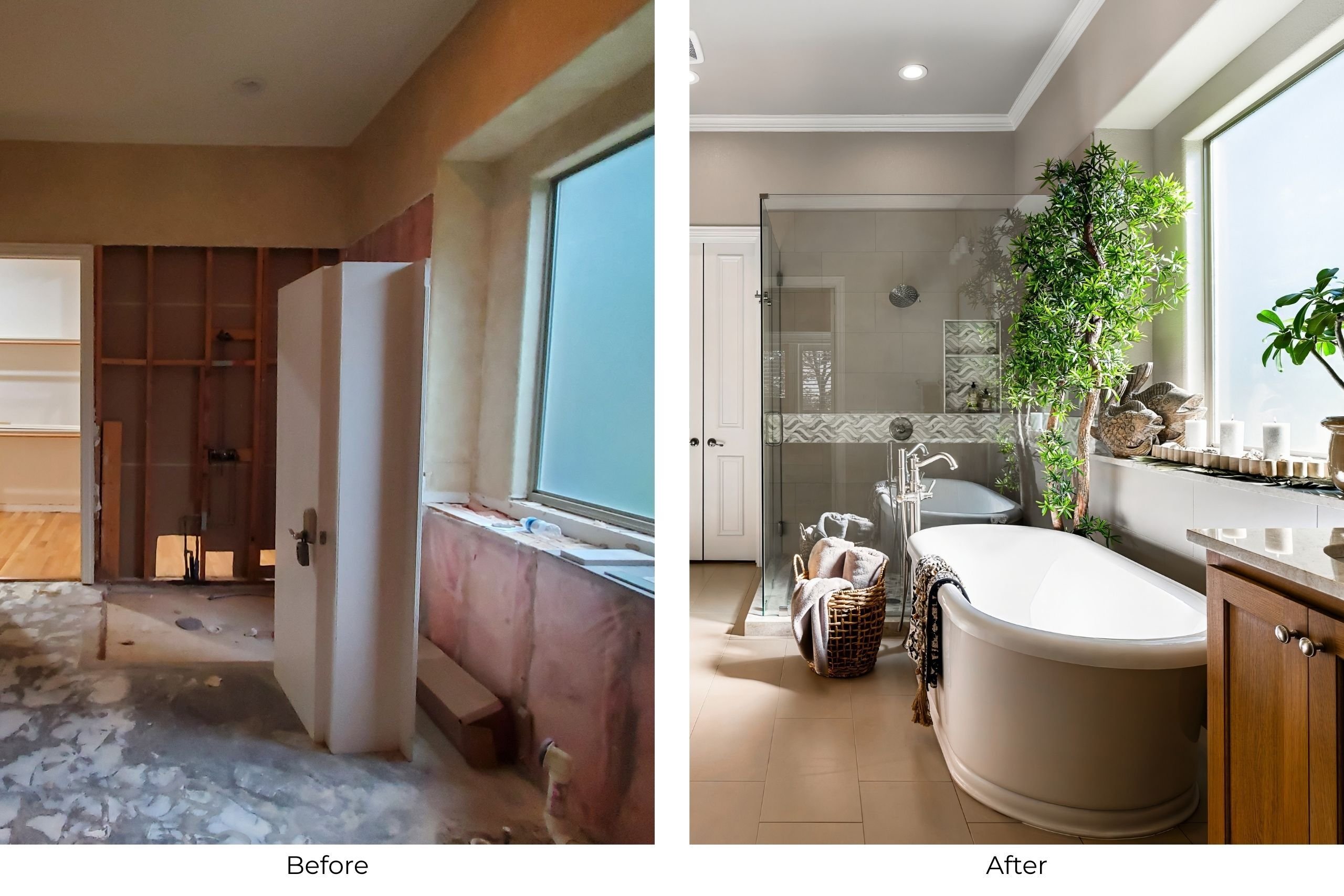 Medford Design-Build before and after colleyville, tx bathroom remodel 