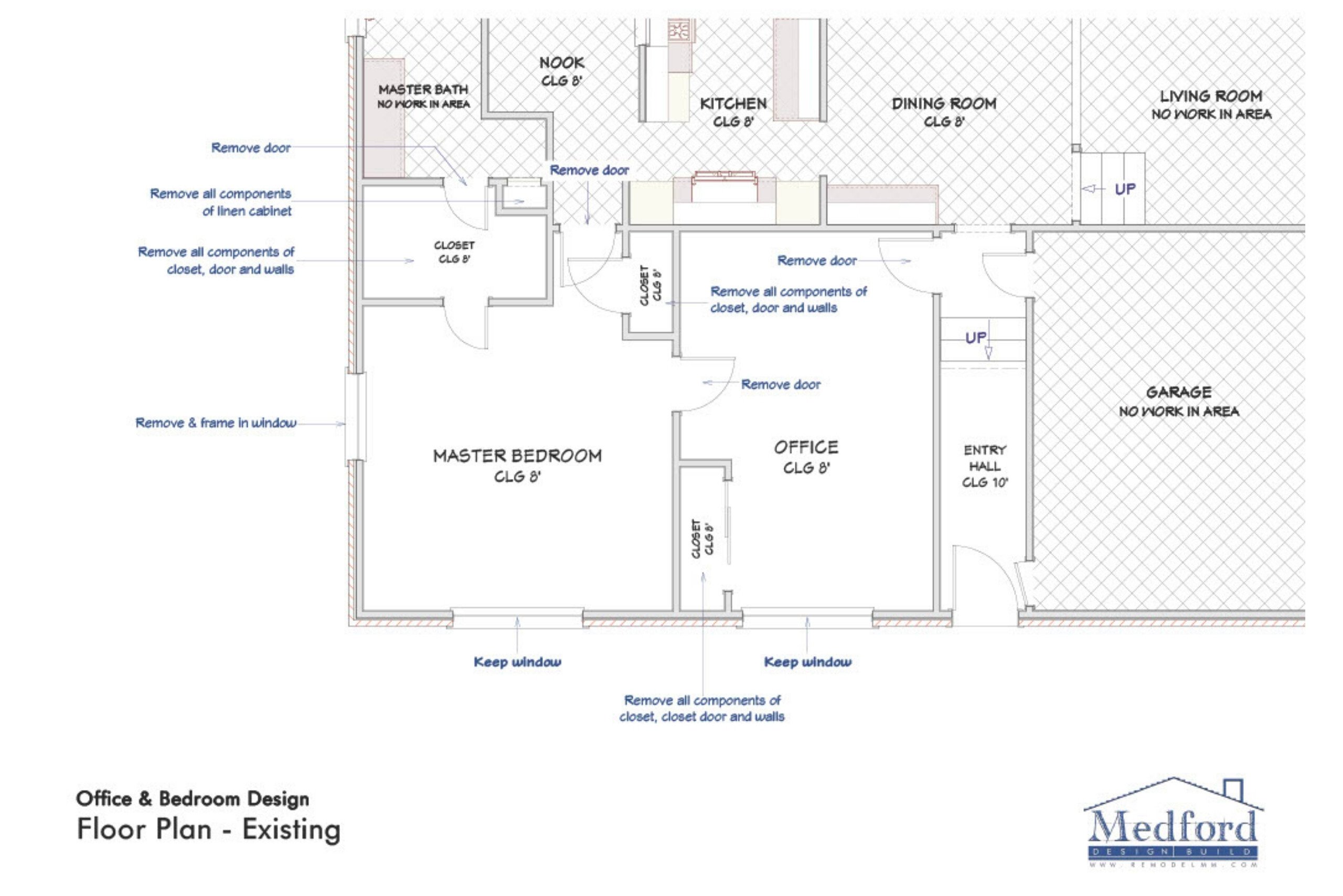 Medford Design-Build home office floor plan before remodel in Arlington, TX