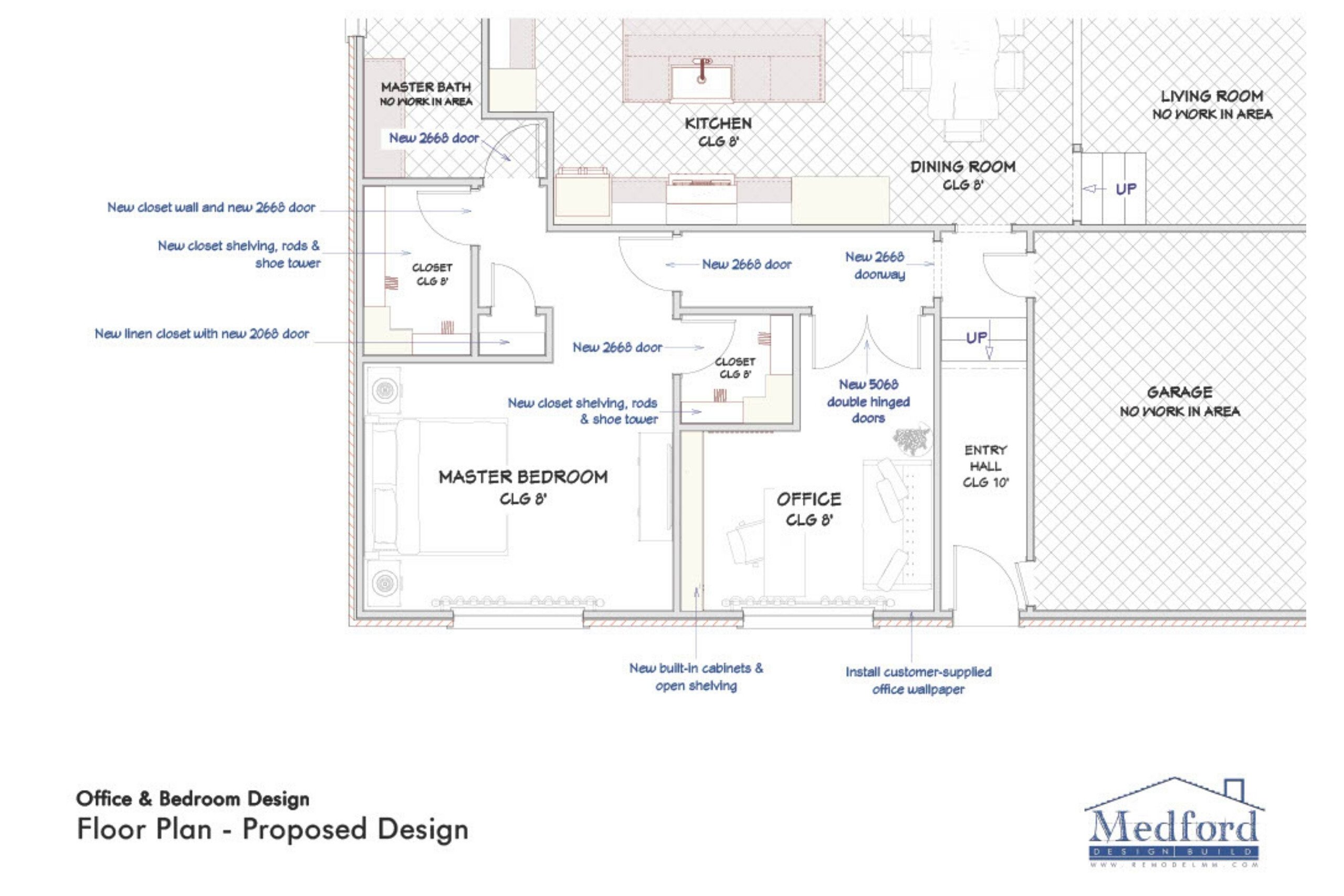 Medford Design-Build home office remodel floor plan in Arlington, TX