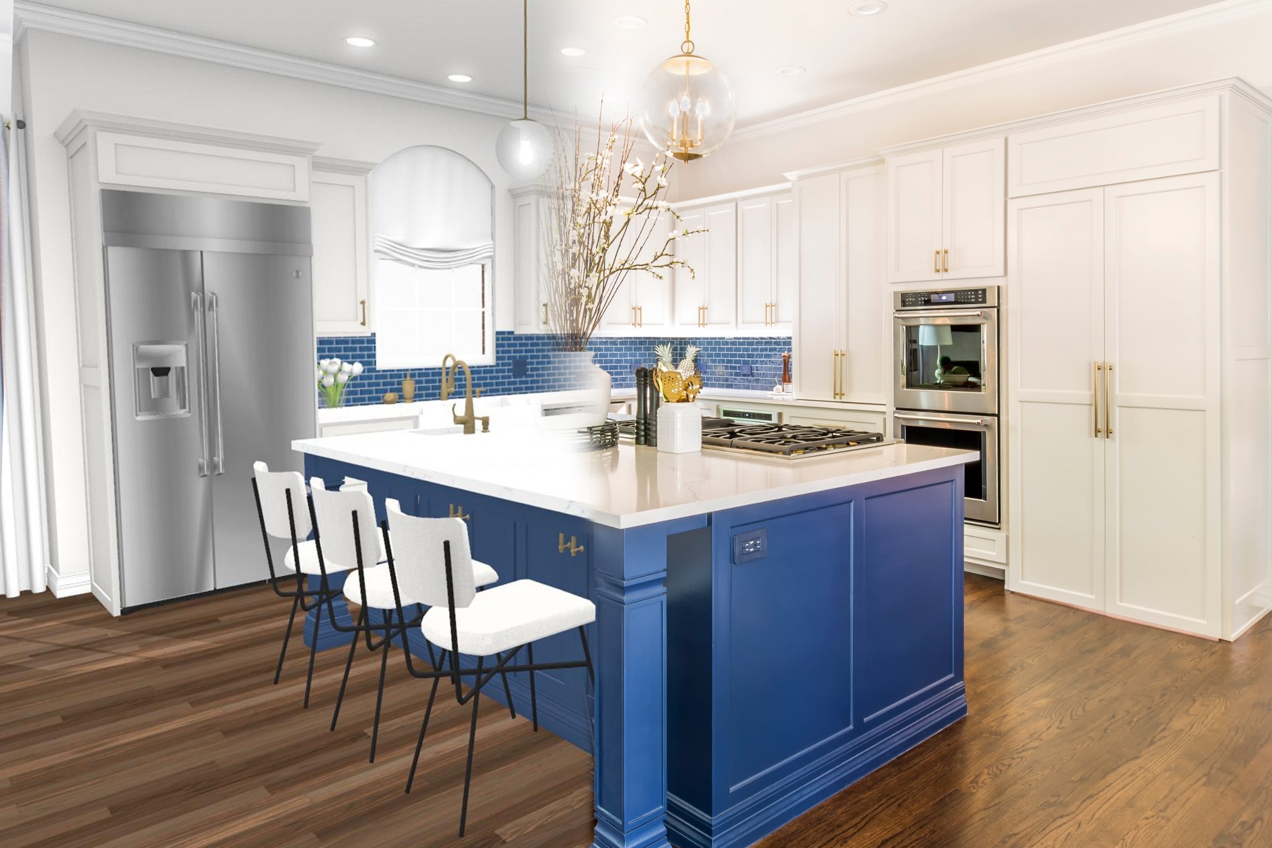 Medford Design-Build kitchen rendering and completed project in Colleyville, TX