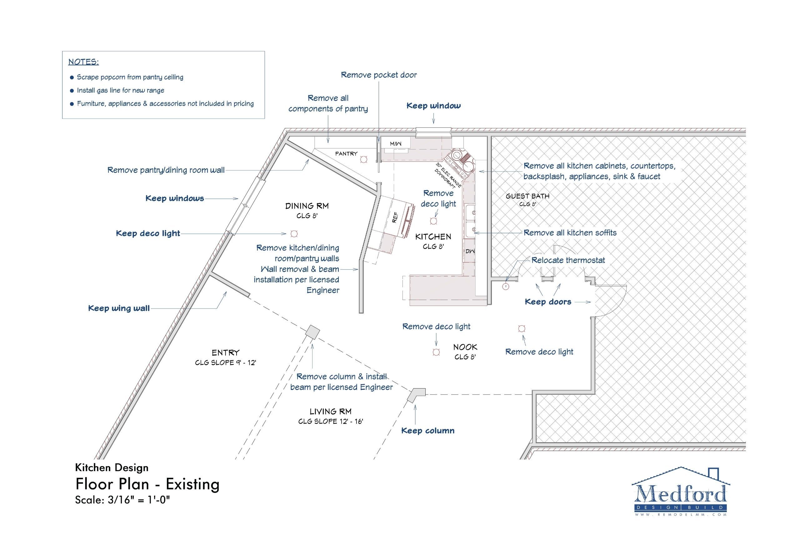 Medford Design-Build kitchen remodel existing floor plans 