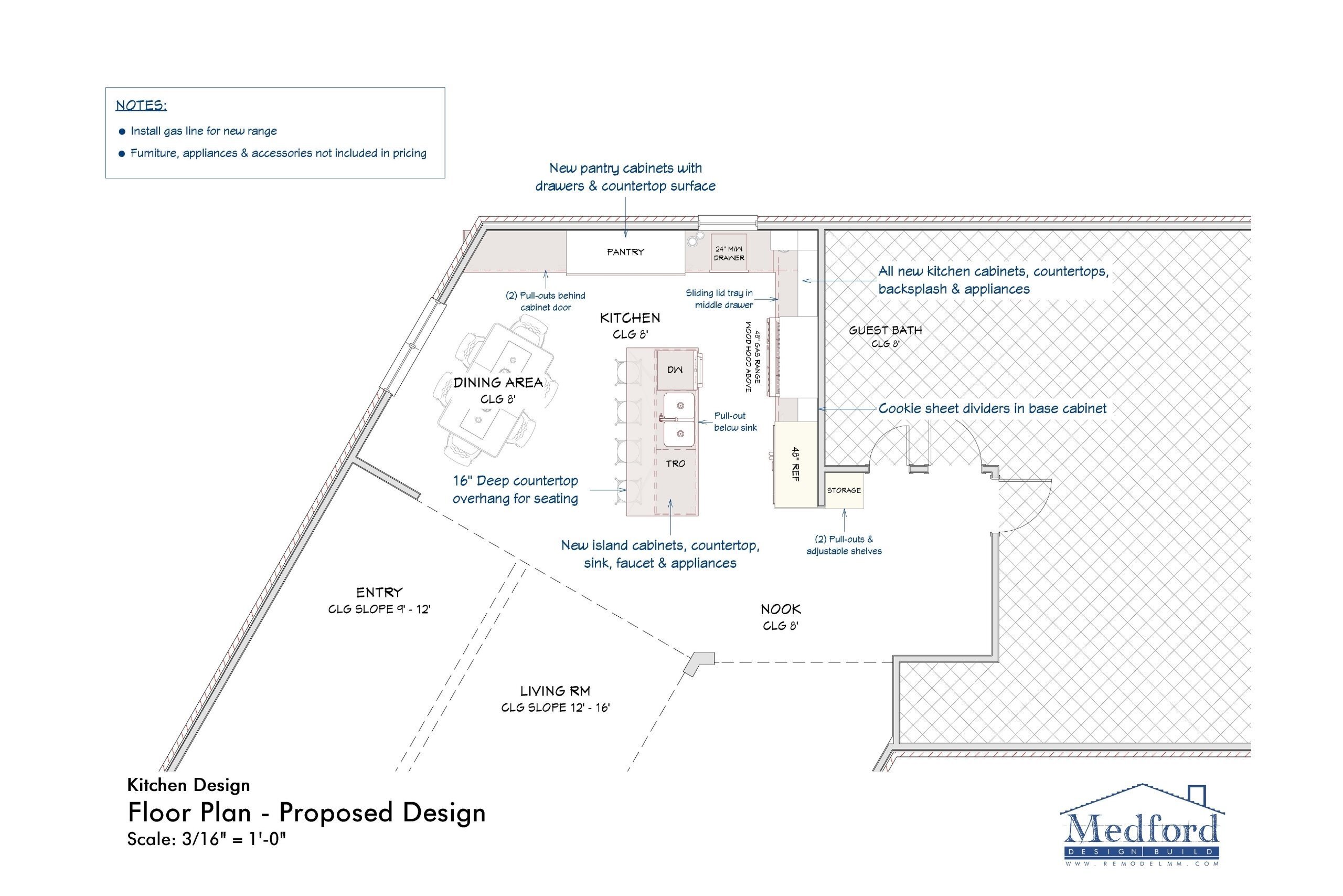 Medford Design-Build kitchen remodel proposed floor plans 