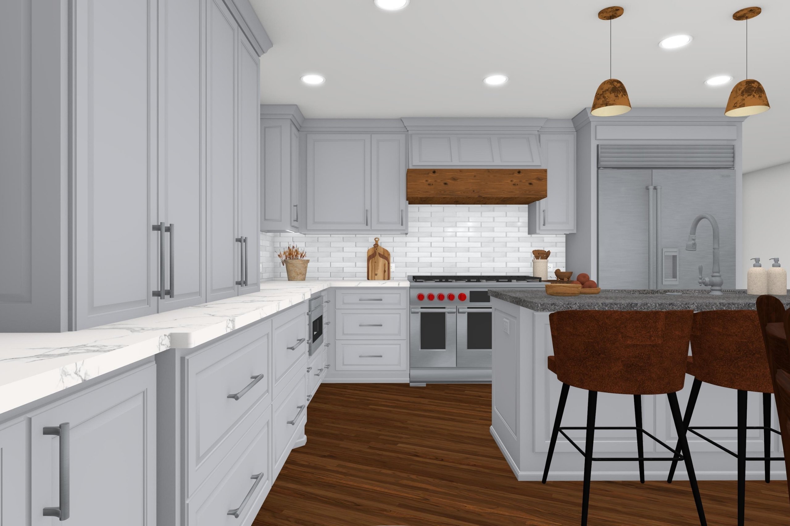 Medford Design-Build kitchen 3d rendering 