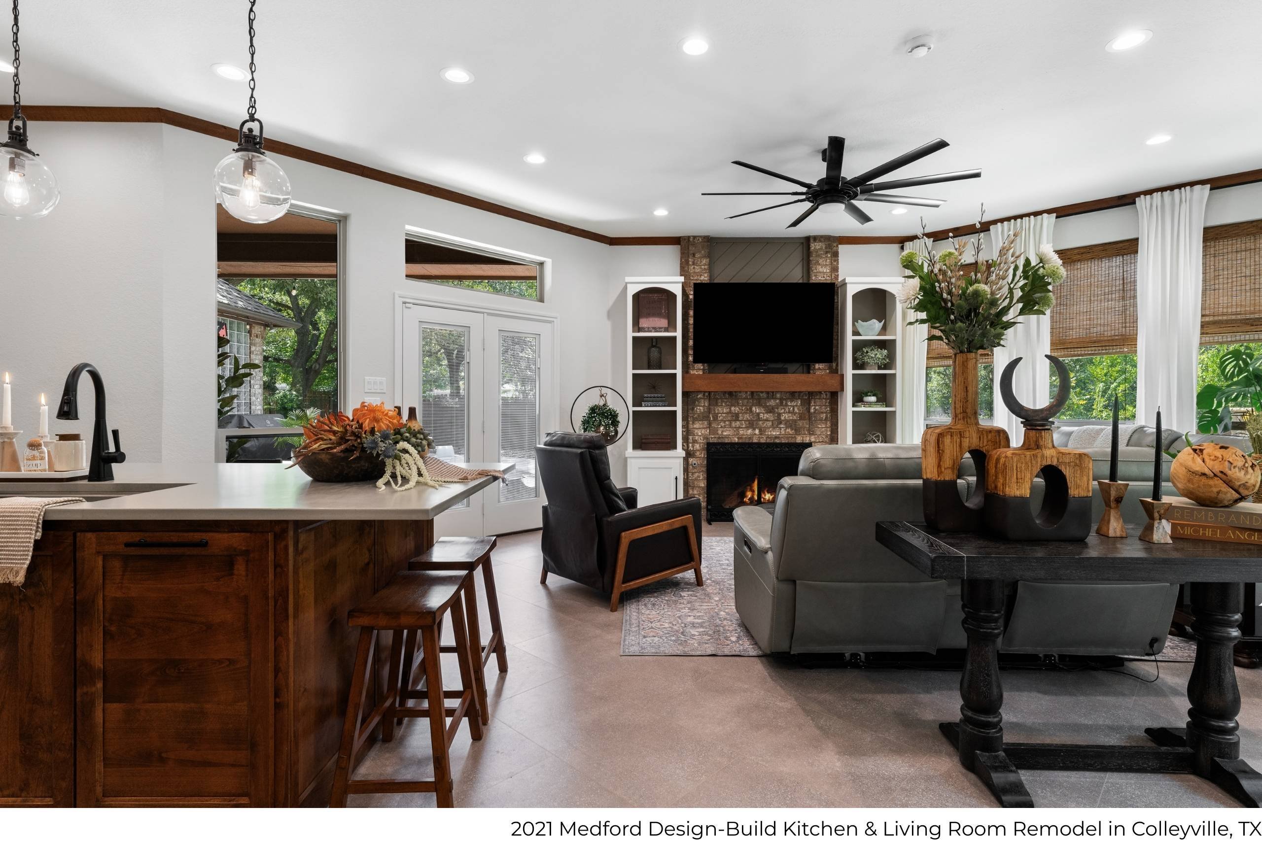 Medford Design-Build Kitchen and Living Room Remodel in Colleyville, TX