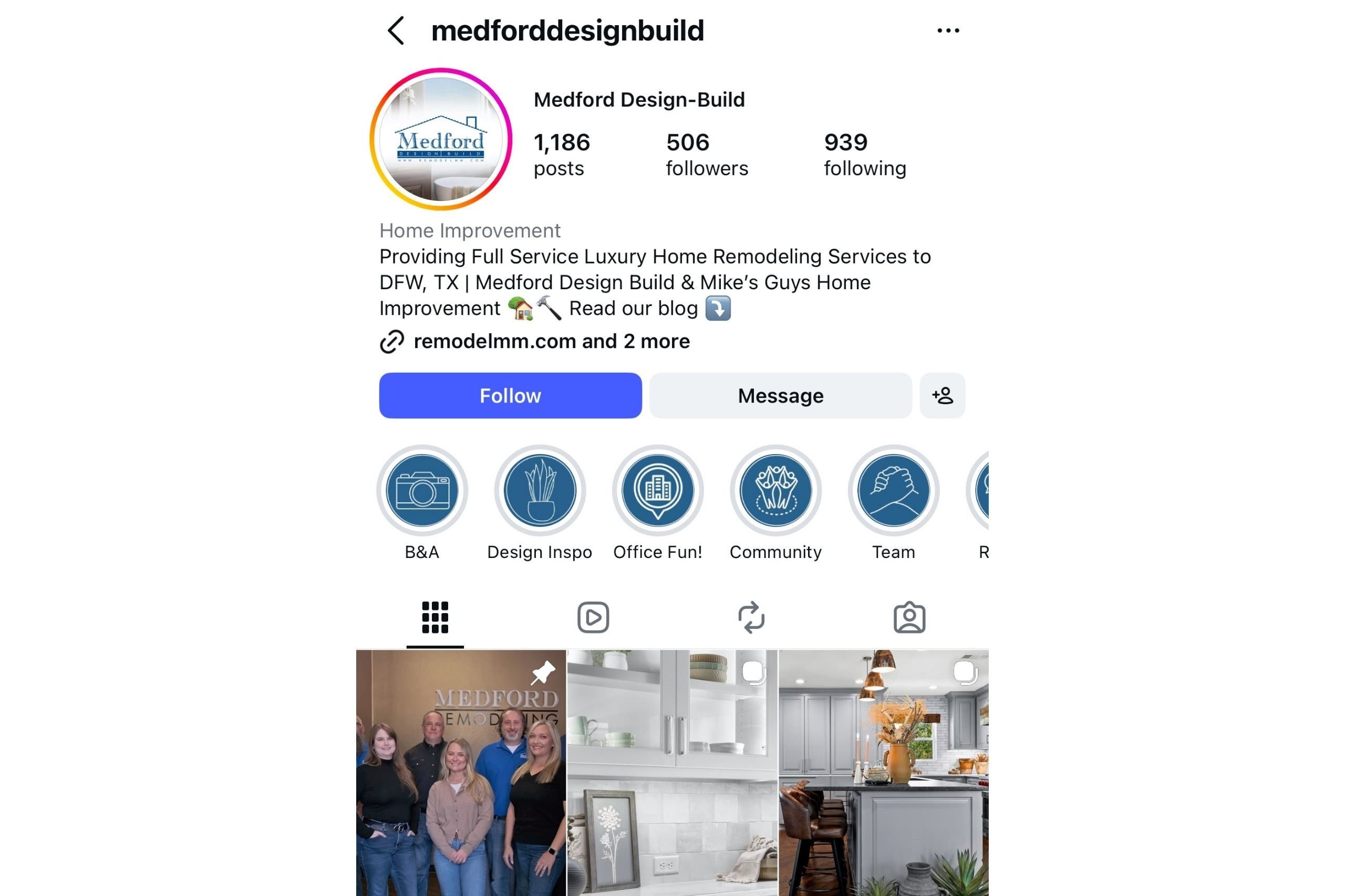 Medford Design-Build Instagram profile