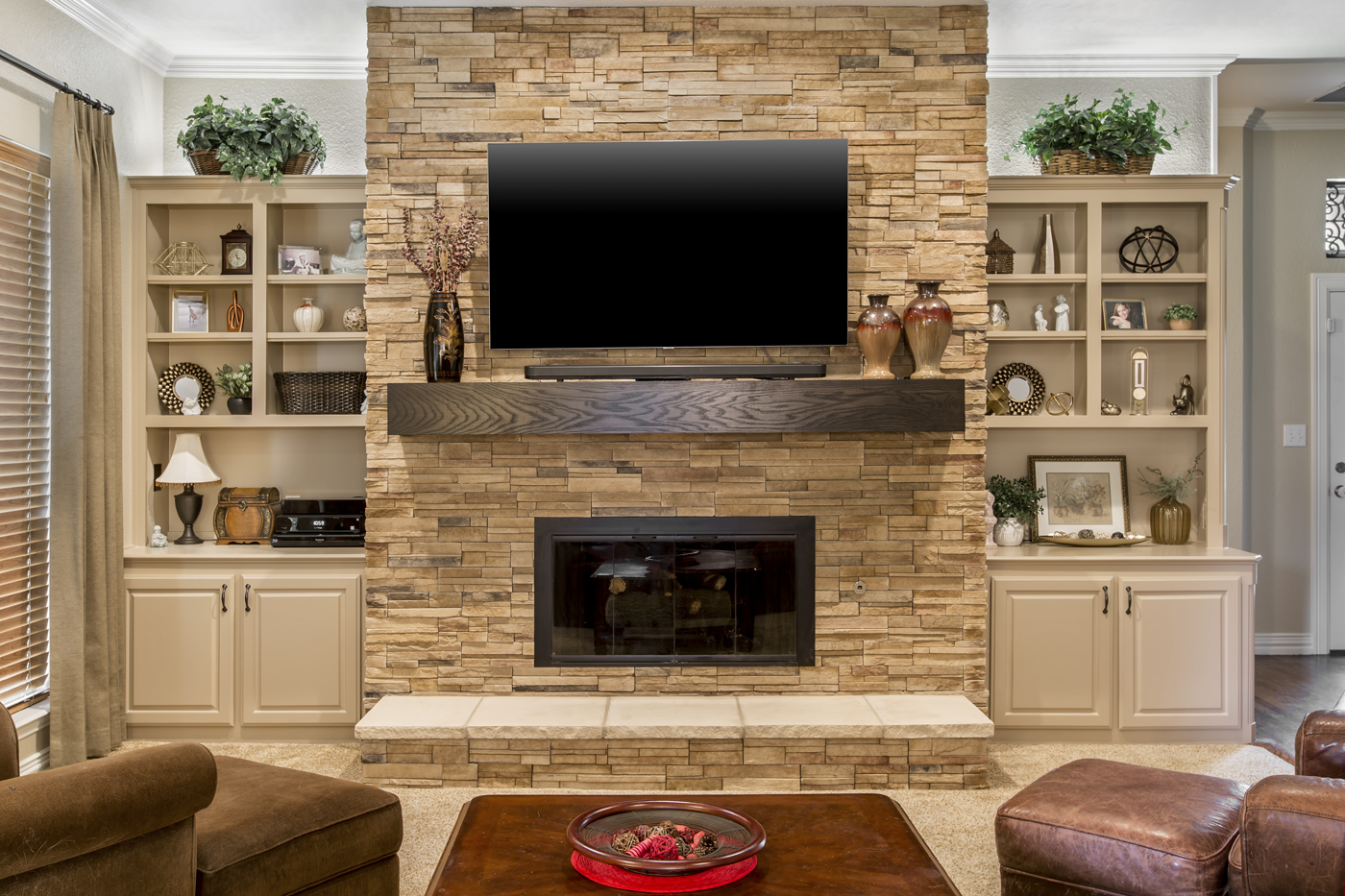 A Dated Fireplace Gets a Ledgestone Refresh: Medford Remodeling