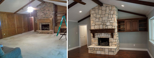 fireplace before and after