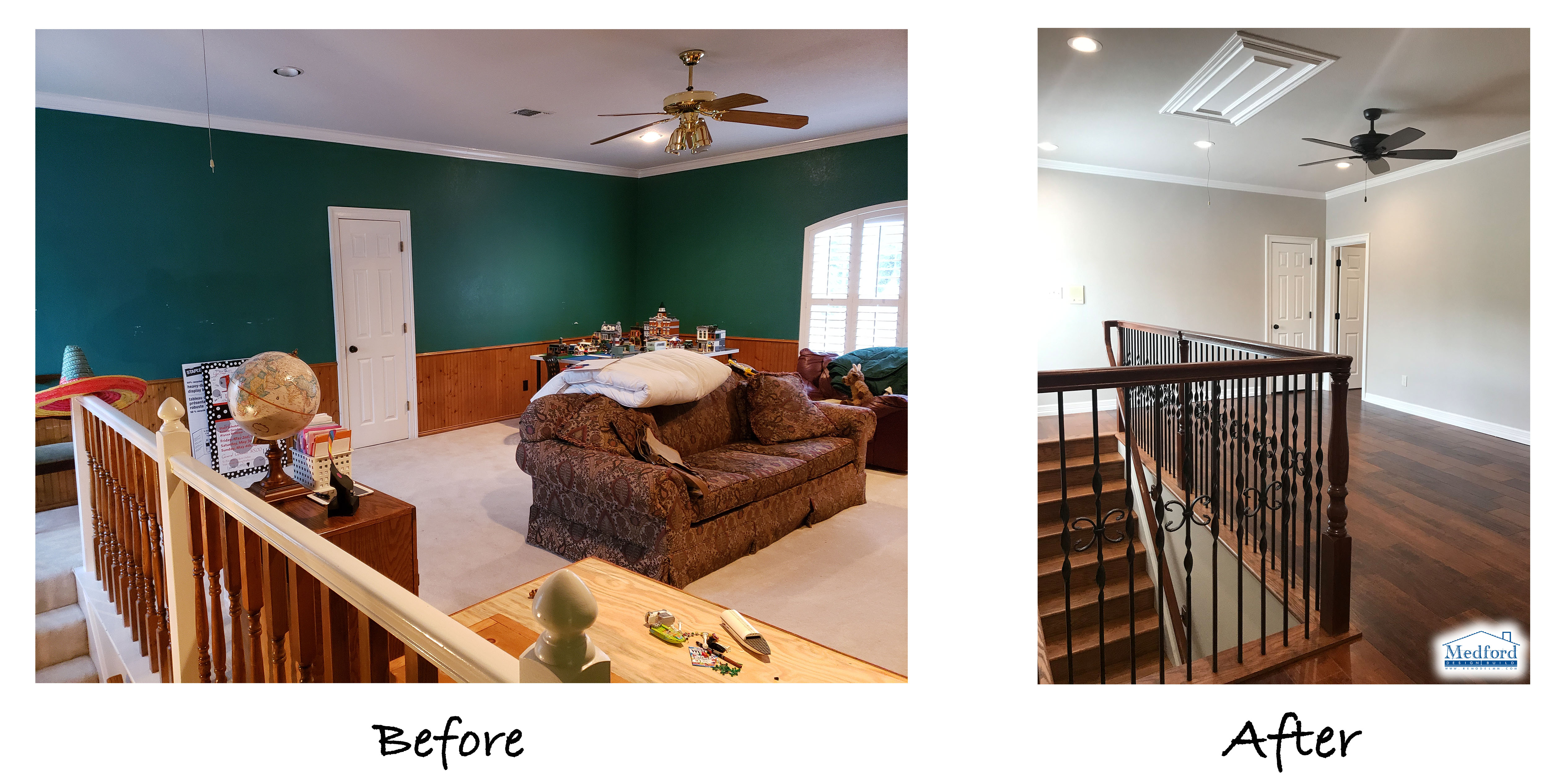 Upstairs Bonus Room Transformed into a Useful Home Office & Loft