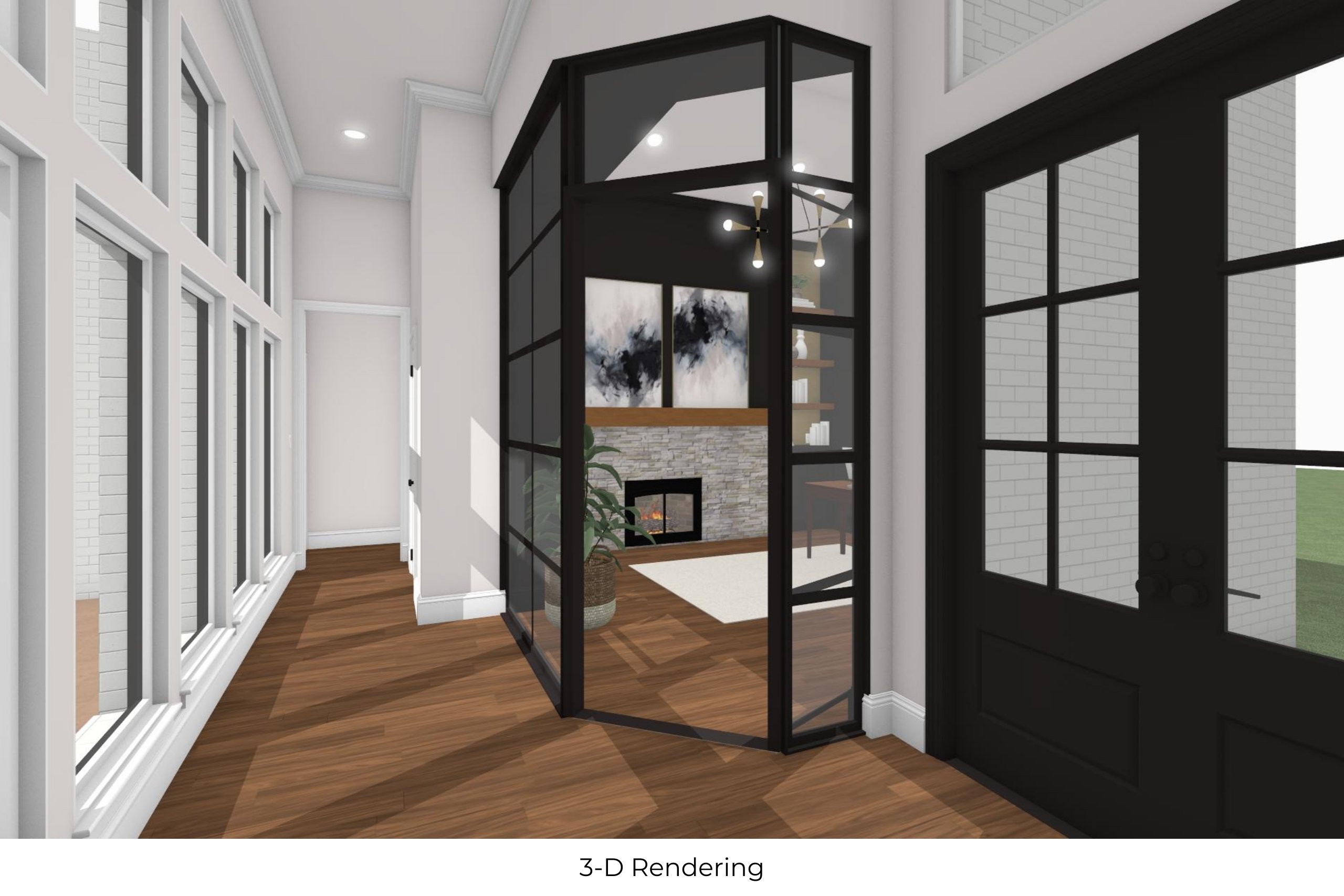 Colleyville, TX home office conversion and powder bath addition 3-D rendering
