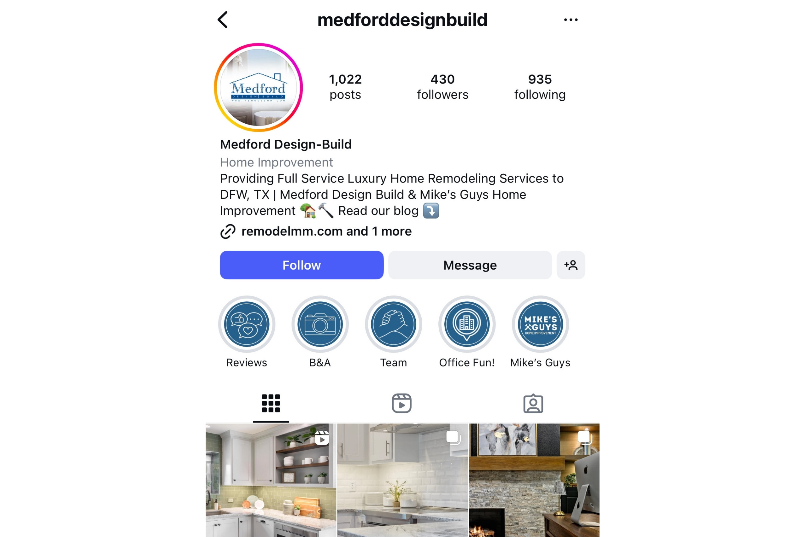 Medford Design-Build Instagram