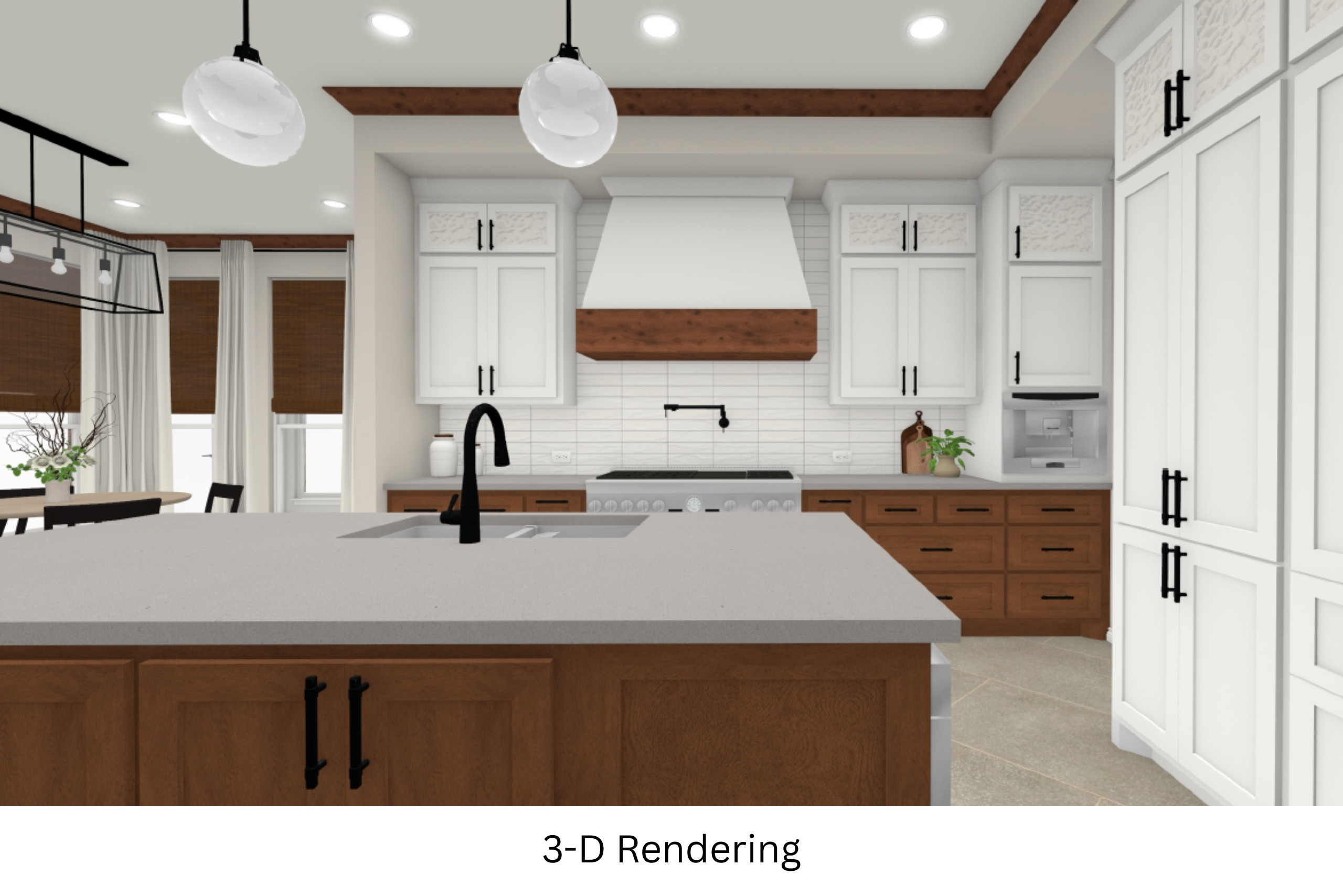 Medford Design-Build kitchen remodel 3-D rendering in Colleyville, TX